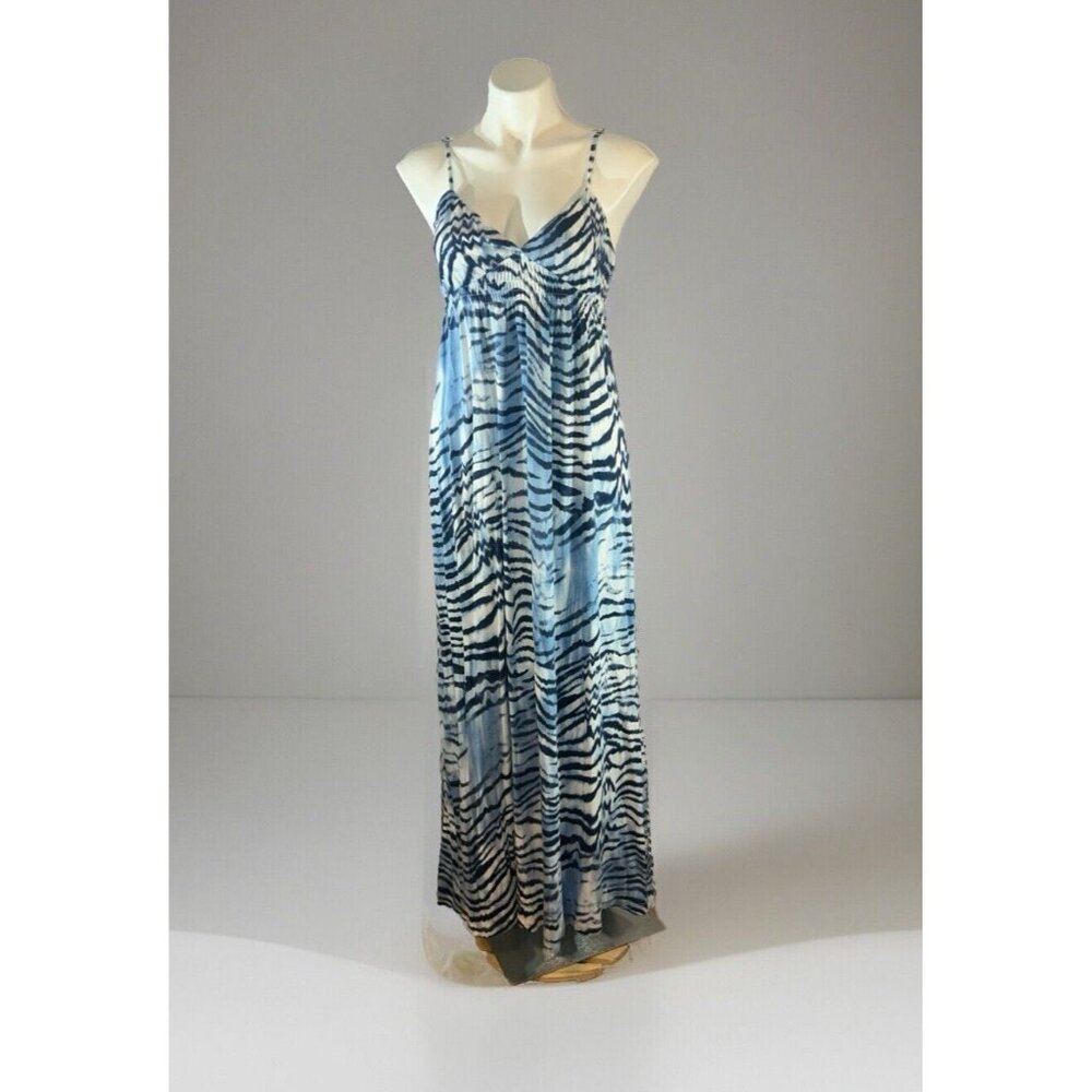 Mark Maxi Dress Blue & White Swirl Patterned Size medium Spaghetti strap V-neck